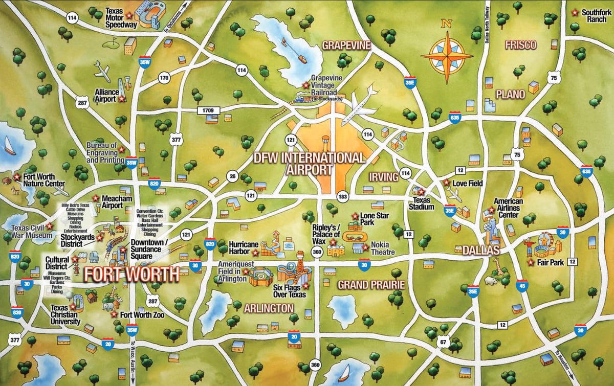 DFW நகரம் வரைபடம்