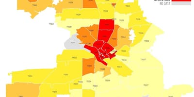 DFW ஜிப் குறியீடு வரைபடம்