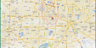 வரைபடம் DFW பகுதியில்