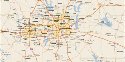 டல்லாஸ் Fort Worth metroplex வரைபடம்